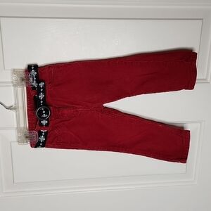 Crazy 8 Red Corduroy Pants with Snowflake Belt Size 18-24 months